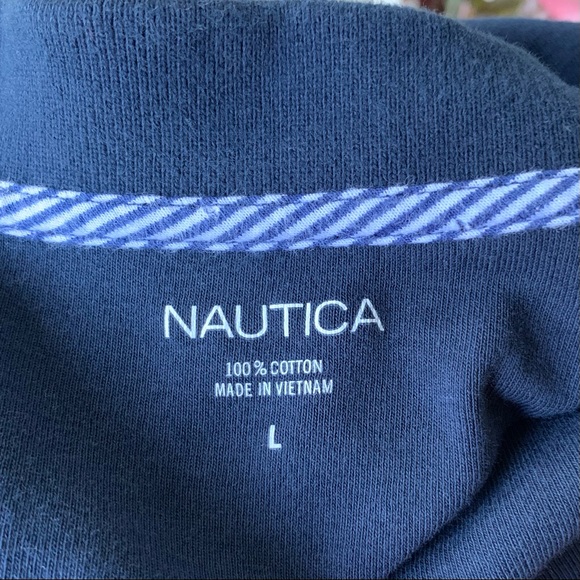 •Nautica• Navy Blue Collared V-Neck Top-Size Large - Picture 2 of 8